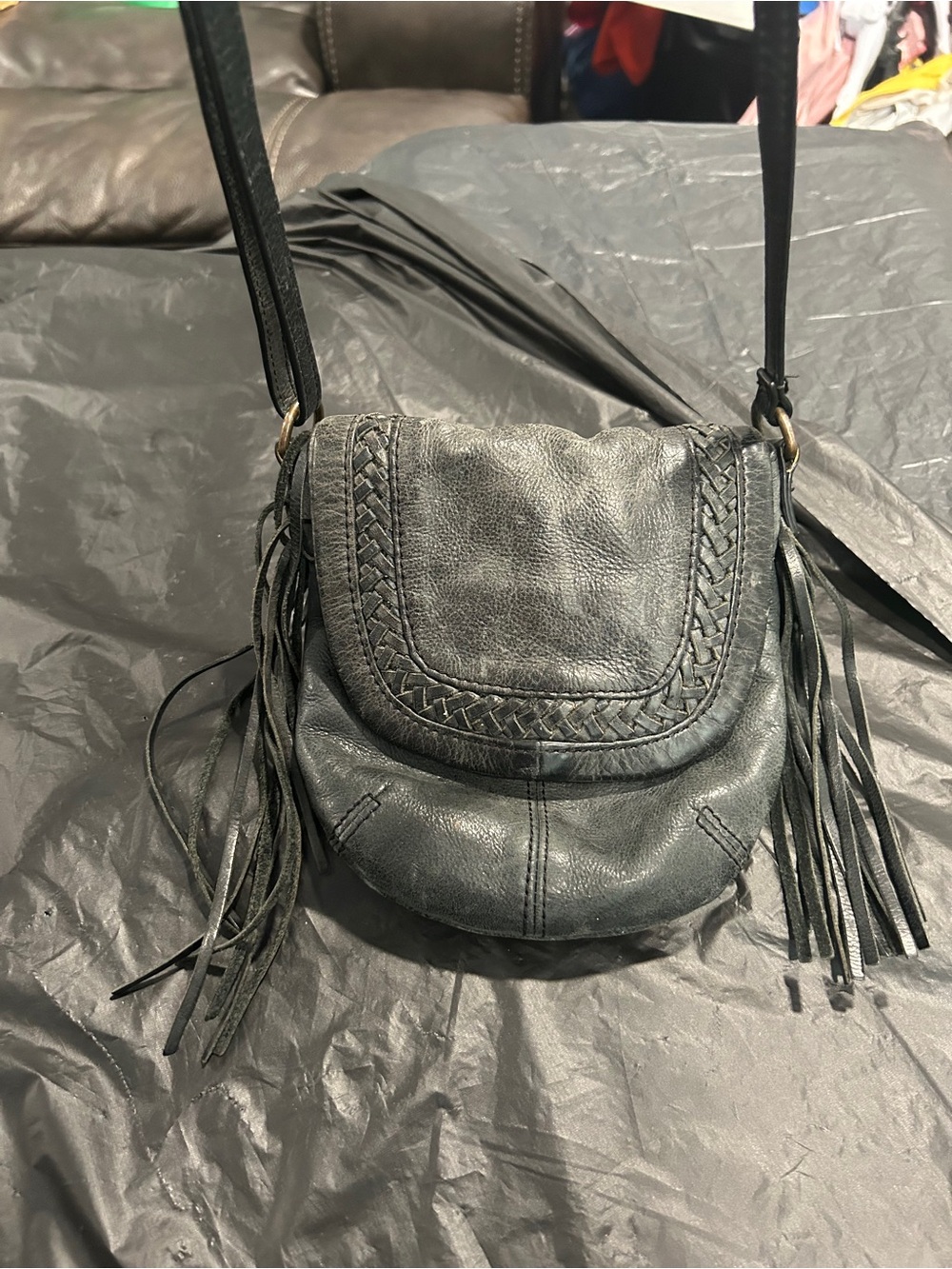 Black Leather Fringe Crossbody Bag Lucky Brand - Picture 8 of 9